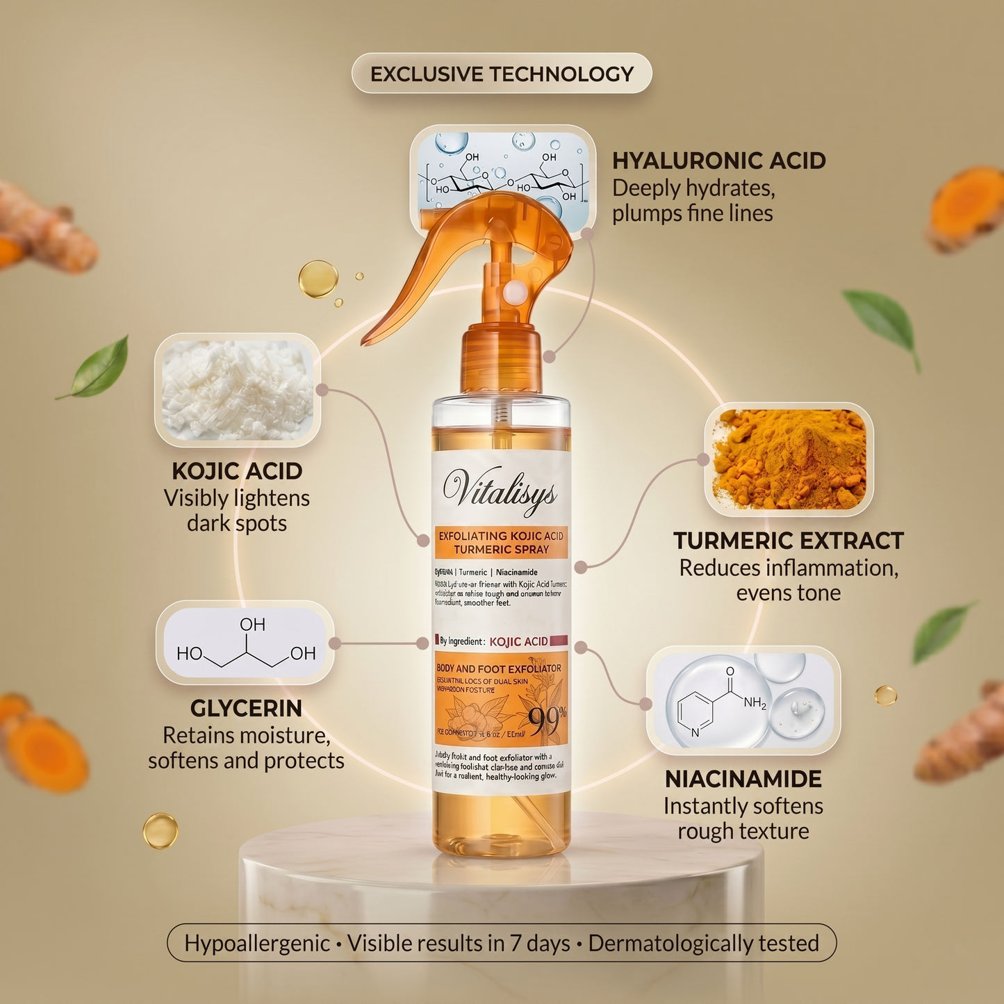 ✅Official Store | 𝓥𝒊𝒕𝙖𝙡𝒊𝙨𝙮𝙨 Keratin Care Kojic Acid Turmeric spray | Mild exfoliation spray, making the skin smoother, brighter and whiter | Suitable for all skin types of keratin care