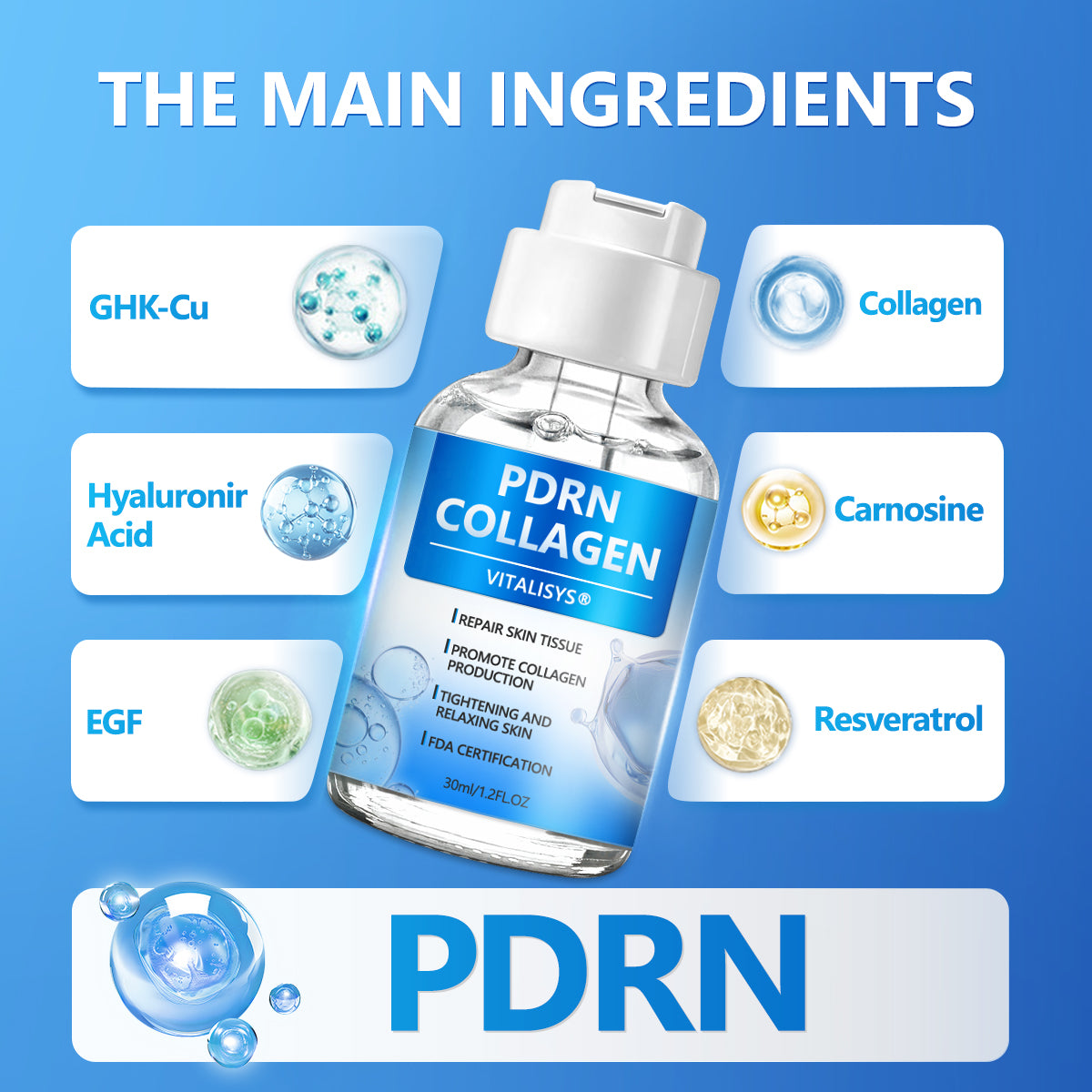 VITALISYS PDRN Anti-age & Firming Serum Natural Ingredients👩‍⚕Maintain Skin Elasticity,May Reduce Wrinkles，Improve Skin Moisture，Maintain Healthy Skin Structure，Multiple Anti-Aging Formulas️