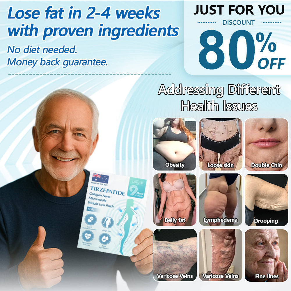 【Last Day Promotion 60% OFF🌟】🌟🌟𝐋𝑬𝘙𝐶𝘌𝘼® SMGT-GLP-1 𝐓𝐢𝐫𝐳𝐞𝐩𝐚𝐭𝐢𝐝𝐞 & 𝐂𝐨𝐥𝐥𝐚𝐠𝐞𝐧 𝐍𝐚𝐧𝐨 𝐌𝐢𝐜𝐫𝐨𝐧𝐞𝐞𝐝𝐥𝐞 𝐖𝐞𝐢𝐠𝐡𝐭 𝐋𝐨𝐬𝐬 𝐏𝐚𝐭𝐜𝐡丨Targets Obesity, Loose Skin, High Blood Pressure, Diabetes, Fatty Liver, Joint Pain, Brain Fog, Low Energy, Body Aches, and More